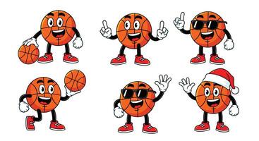Basketball Characters with Fun Expressions and Poses for Sport Mascot Team Branding Design vector