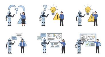AI Robot and Human Collaboration in Problem Solving and Analytics Understanding Data vector