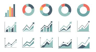 Various Chart Types and Data Visualization Options for Business and Statistical Analysis vector