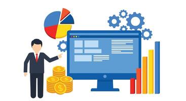 Data Analytics and Visualization for Improved Business Decisions and Strategic Planning Success vector
