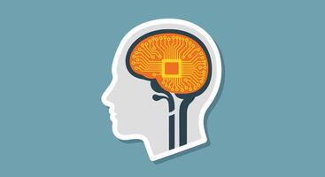 How the Human Brain Can Integrate with Advanced Technology Artificial Intelligence Processing Information vector
