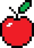 Apple pixel icon. Pixel art fruit apple sign. Pixelated fruit symbol. flat style. vector