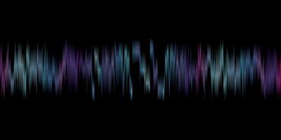 Abstract neon light blurred sound waves on black background graphic illustration. vector