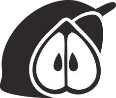 A black and white image of a fruit with two eyes vector