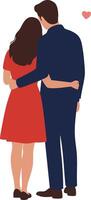 Romantic couple embracing with love heart symbol showing affection and closeness in a simple illustration vector