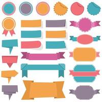Collection of different labels, banners and ribbons vector
