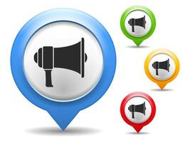 Megaphone icon in map pin vector