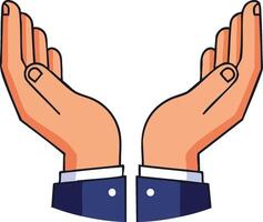 Open hands gesture symbolizing giving support and care in business and communication concepts vector