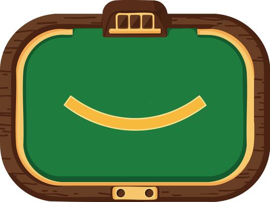 Green chalkboard with wooden frame and yellow chalk line illustration in flat style for education and learning concepts