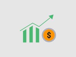 A financial graphic showing a green bar chart vector