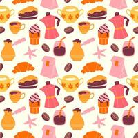 Coffee seamless pattern on a light background vector