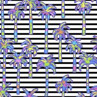 seamless tropical pattern with bright palm tree on stripped background. vector