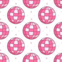 Repeating pattern of pink disco balls vector
