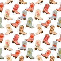 Seamless pattern with cute cowboy boots vector
