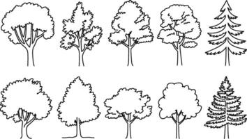 Variety of trees silhouette illustration forest tree outlines simple tree drawings vector