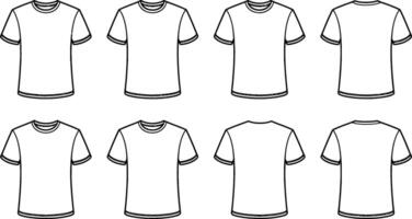 T shirt templates front and back views customizable fashion apparel blank vector