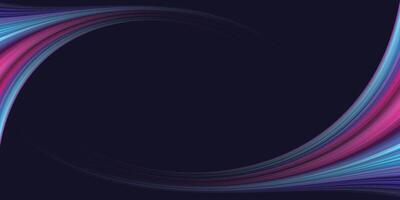 Abstract colorful neon light dynamic twirl around motion as a ellipse frame on dark blue background graphic illustration have blank space. vector