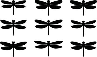 Silhouette dragonflies on a white background simple insect pattern summer theme vector