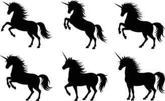 Elegant unicorn silhouette seamless pattern magical creature design elements vector
