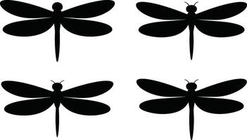 Simple dragonfly silhouette pattern with symmetrical design and black color on white background vector
