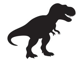Black silhouette of Tyrannosaurus rex dinosaur in roaring pose, isolated on white background, graphic illustration. concept of prehistoric animal, t-rex icon, extinct creature vector