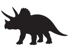 Silhouette of triceratops dinosaur, black outline on white background, graphic illustration. concept of prehistoric creature, extinct animal, icon, design element vector
