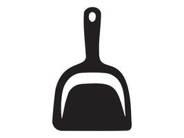 Black silhouette of dustpan icon isolated on white background, graphic illustration. concept of cleaning tool, household utility, sweep, minimalist design element vector