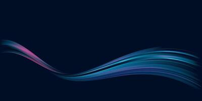 Abstract pink and blue neon light dynamic wave motion on dark blue background graphic illustration have blank space. vector