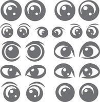Collection of Gray Cartoon Eye Silhouettes Various Styles Simple Designs for Animation Graphic Design Projects vector