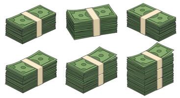 Different Stacks of Currency Representing Wealth Money Savings and Financial Success Abundance vector