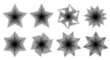 Collection of Grunge Textured Star Shapes Displaying Different Number Of Points For Creative Projects vector