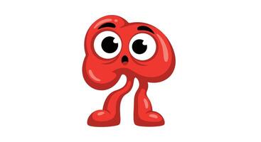 Animated Red Character with Big Eyes Stands Out on a Plain White Background vector
