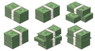 Various Stacks of Currency Representing Finances Wealth and Economic Prosperity in 3D vector
