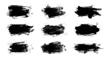 A Collection of Grungy Black Brush Strokes for Artistic and Graphic Design Use vector
