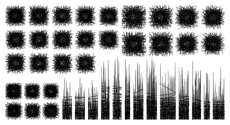 A Collection of Various Dark and Mysterious Pixelated Textures Patterns and Bar Graphs