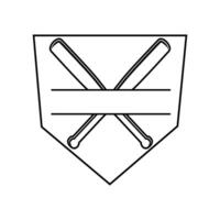 baseball shield with crossed bats icon over white background, line style, illustration vector