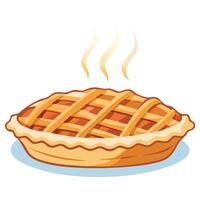 Delicious baked apple pie illustration with lattice crust for dessert menu and holiday baking vector