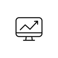 Line graph showing growth on computer screen vector