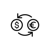 Icon representing currency exchange between US dollar and Euro. vector