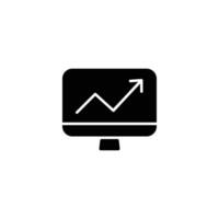 A simple icon of an upward trending graph displayed on a computer monitor, symbolizing business growth and success. vector