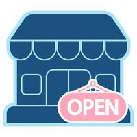 Store opening icon, new store, pastel color, text, open, graphic element for making flyers. vector