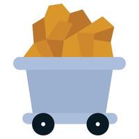 Mining Cart Flat Icon, Mining Icon Concept in Flat design style illustration vector