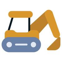 Excavator Flat Icon, Mining Icon Concept in Flat design style illustration vector