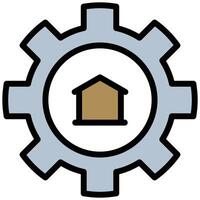 Home Gear Icon, Outline Flat Design Style Icon Symbol vector