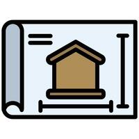 Home Plan Icon, Outline Flat Design Style Icon Symbol vector