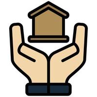 Holding Home Icon, Outline Flat Design Style Icon Symbol vector