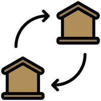 Exchange Home Icon, Outline Flat Design Style Icon Symbol vector