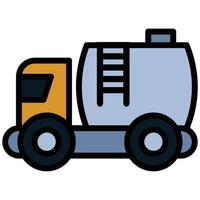 Tanker Truck Outline Flat Icon, Outline Flat Design Style Icon Symbol vector