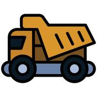 Mining Truck Outline Flat Icon, Outline Flat Design Style Icon Symbol vector