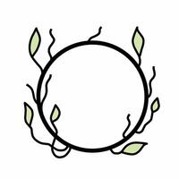 Hand Drawn Botanical Circle Frame vector